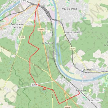 Trace GPS De Bois-le-Roi à Melun, itinéraire, parcours