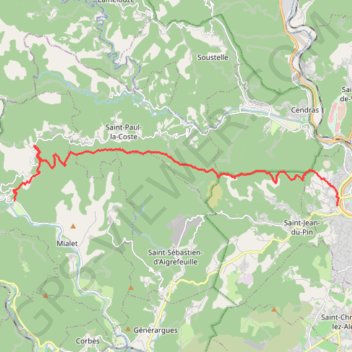 Trace GPS Stevenson 11 - Saint Jean du Gard à Alès, itinéraire, parcours