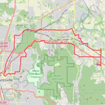 Trace GPS 25 mile Bike Ride, Huntsville/Gurley AL, itinéraire, parcours