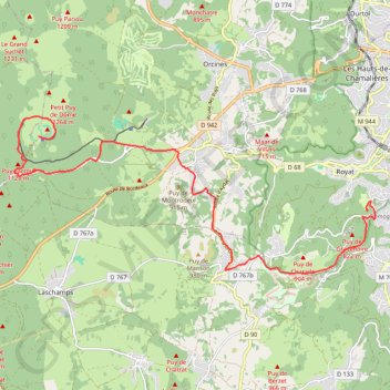Trace GPS Puy de Dôme, itinéraire, parcours