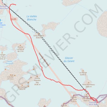 Trace GPS Aiguille du Midi to Helbronner, itinéraire, parcours