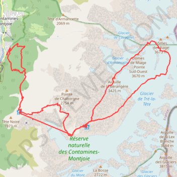 Trace GPS Massif du Mont Blanc - Dômes de Miage, itinéraire, parcours