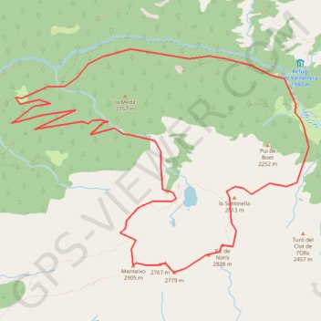 Trace GPS Monteixo et pic de Norís depuis le pla de la Selva, itinéraire, parcours
