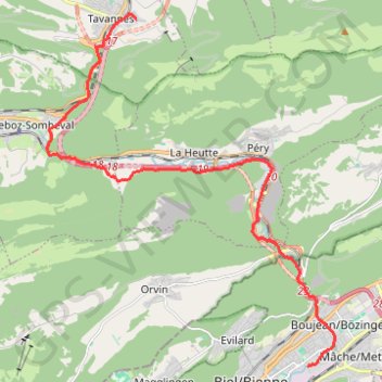 Trace GPS Bienne - Tavannes, itinéraire, parcours