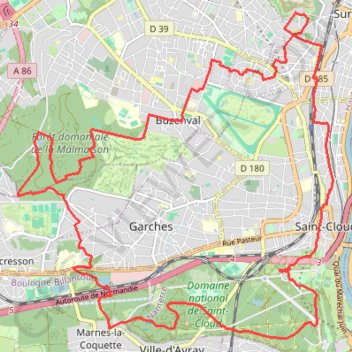 Trace GPS Parc de Saint-Cloud, itinéraire, parcours