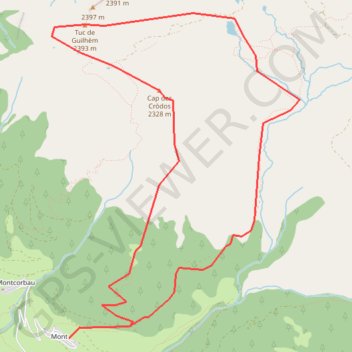 Trace GPS Tuc de Guilhèm depuis Mont, itinéraire, parcours