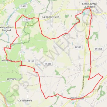 Trace GPS Circuit Saint Sauveur Lendelin (Manche), itinéraire, parcours