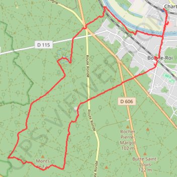 Trace GPS Boucle en forêt de Fontainebleau - Chartrettes, itinéraire, parcours