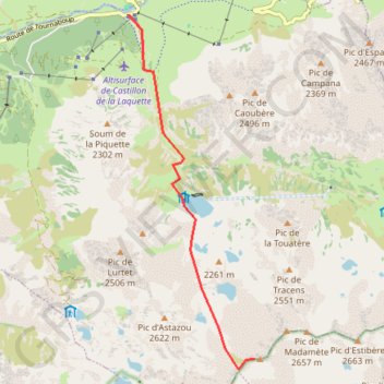 Trace GPS Hourquette d'Aubert depuis Tournaboup, itinéraire, parcours