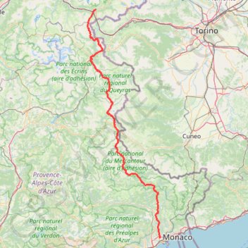 Trace GPS Traversée des Alpes de Modane à Nice, itinéraire, parcours