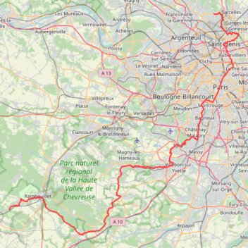 Trace GPS Chemin de Saint-Jacques-de-Compostelle de Montmorency à Saint-Hilarion, itinéraire, parcours