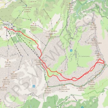 Trace GPS Ski de randonnée - Pointe d'Anterne, itinéraire, parcours