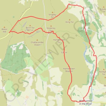 Trace GPS Widecombe in the Moor - Dartmoor National Park, itinéraire, parcours