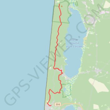 Trace GPS Hourtin-Plage / Lacanau-Océan, itinéraire, parcours