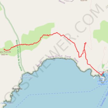 Trace GPS Capu Purcile - Presqu'île de Scandola, itinéraire, parcours