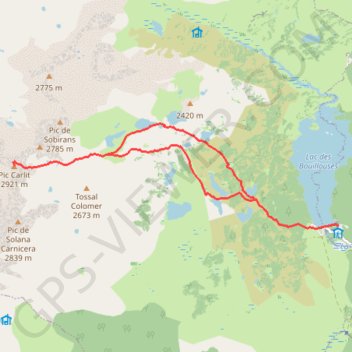 Trace GPS LE PIC CARLIT (2921m) PAR LES BOUILLOUSES, itinéraire, parcours
