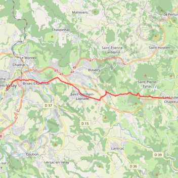 Trace GPS Chemin de Saint-Régis - Saint-Julien-Chapteuil - Le Puy-en-Velay, itinéraire, parcours