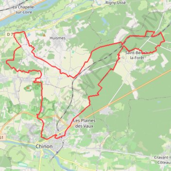 Trace GPS De Chinon à Saint-Benoit-la-Forêt, itinéraire, parcours