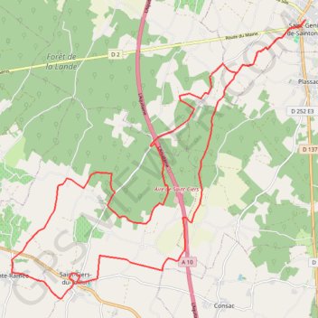 Trace GPS St Genis de Saintonge 29 kms, itinéraire, parcours