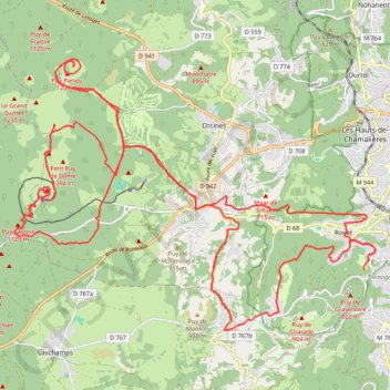 Trace GPS Autour du Puy de Dôme, itinéraire, parcours
