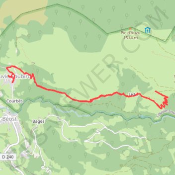 Trace GPS Village de Listo depuis le village de Louvie Soubiron - vallée d'Ossau (64), itinéraire, parcours