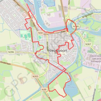 Trace GPS Stadswandelroute Nieuwpoort, itinéraire, parcours
