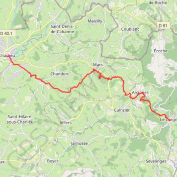 Trace GPS 5 - Le Cergne - Charlieu, itinéraire, parcours
