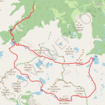 Trace GPS Encantats - Parc National d'Aigüestortes Restanca - Ventosa i Calvell - Colomers, itinéraire, parcours