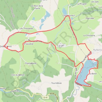 Trace GPS Tour du Lac d'Aubusson, circuit - Aubusson-d'Auvergne, itinéraire, parcours