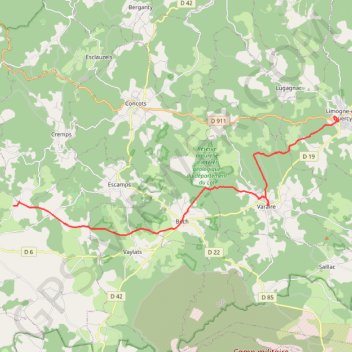 Trace GPS Limogne-en-Quercy - Mas de Vers, itinéraire, parcours