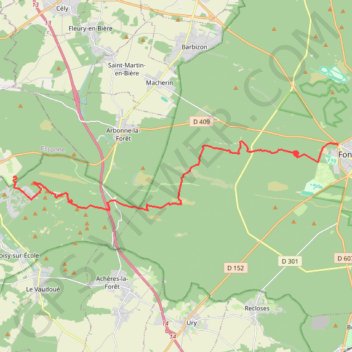 Trace GPS Traversée Fontainebleau par GR1, itinéraire, parcours