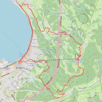 Trace GPS Bregenz - Pfänder, itinéraire, parcours