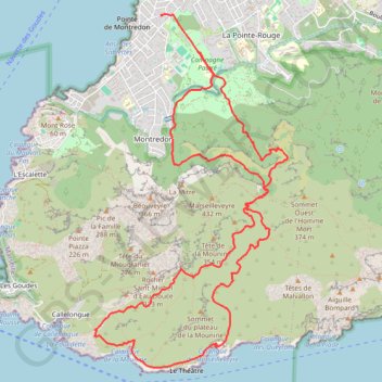 Trace GPS Rando pastre Marseilleveyre, itinéraire, parcours