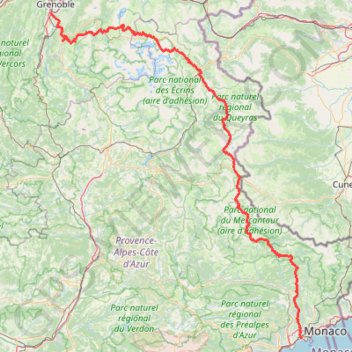 Trace GPS Traversée des Alpes de Grenoble à Nice, itinéraire, parcours