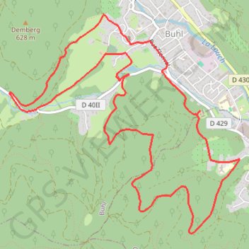 Trace GPS Autour de Buhl par Guebwiller et Saint-Barnabé, itinéraire, parcours