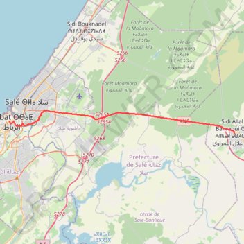 Trace GPS Sidi-Allal-El-Bahraoui - Rabat, itinéraire, parcours