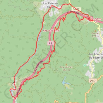Trace GPS Esterel - Malpasset, itinéraire, parcours