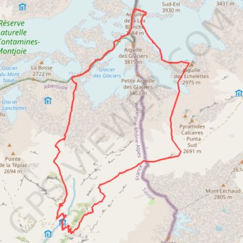 Trace GPS Aiguille de la Lex Blanche en boucle depuis les Lanchettes, itinéraire, parcours