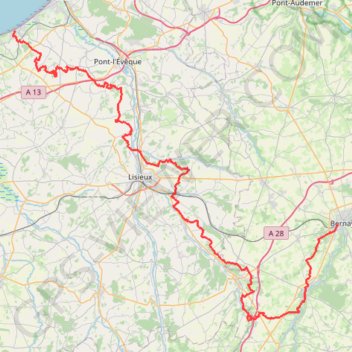 Trace GPS Randonnée entre Bernay et Villers-sur-Mer, itinéraire, parcours