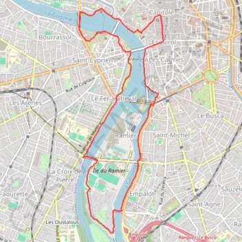 Trace GPS Toulouse - Bord de Garonne, itinéraire, parcours