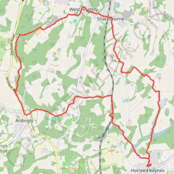 Trace GPS Walk - Ardingly, West Hoathly, Horsted Keynes, itinéraire, parcours