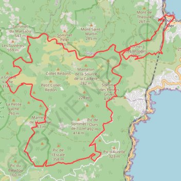 Trace GPS Pic de l'Ours, par les singles de Théoule et le ravin des Lentisques, itinéraire, parcours