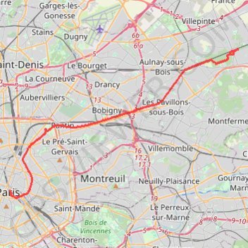 Trace GPS Canal de l'Ourcq, itinéraire, parcours