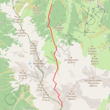 Trace GPS Pic de Lustou depuis le pla d'Arsoué, itinéraire, parcours