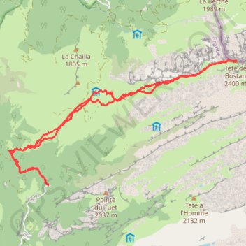 Trace GPS Tête de Bostan, itinéraire, parcours