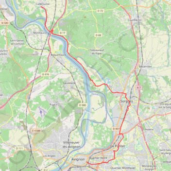 Trace GPS 18: ViaRhôna de Caderousse à Avignon, itinéraire, parcours