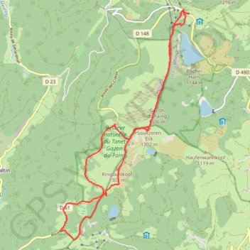 Trace GPS Col du Calvaire, le Tanet, itinéraire, parcours