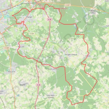 Trace GPS Boucle Le Mans - Étangs Loudon - Challes - Grammont - Brettes - Ruaudin, itinéraire, parcours
