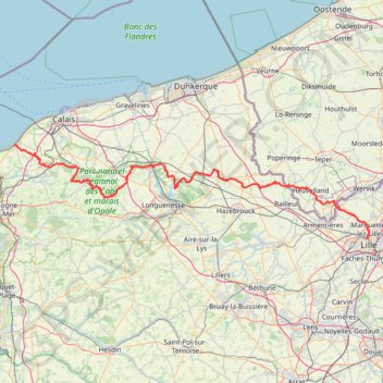 Trace GPS Lille - Calais, itinéraire, parcours
