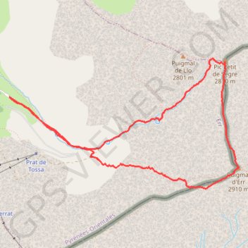 Trace GPS Le Puigmal d'Err, itinéraire, parcours